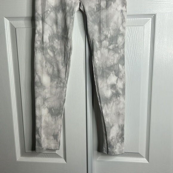 Zara High Waisted White Gray Leggings Stretch M - Picture 3 of 6